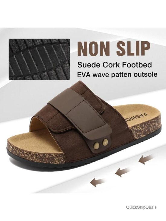 Flat Slides With Memory Foam Cork Footbed, Adjustable Strap main image 5
